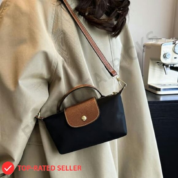 Mini Crossbody Bag Nylon Adjustable Strap Top Handle Casual Chic Compact - Picture 3 of 7